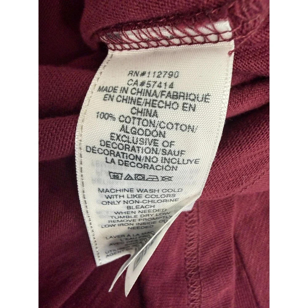 True Religion Men's S Burgundy Henley T Shirt Horseshoe Logo 100% Cotton
